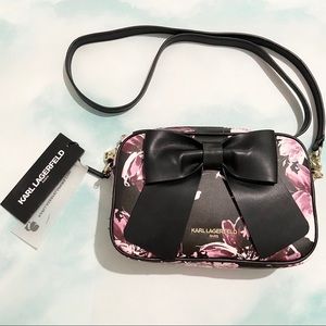 KARL LAGERFELD Purple Floral Crossbody With a Bow